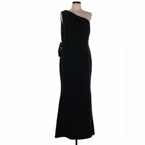 JS Collections Black Maxi Evening Dress with Side Bow
